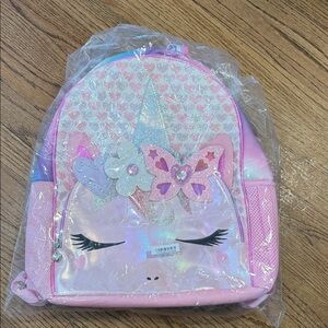 Pink Unicorn Kids Backpack with Sparkle Butterfly Accent